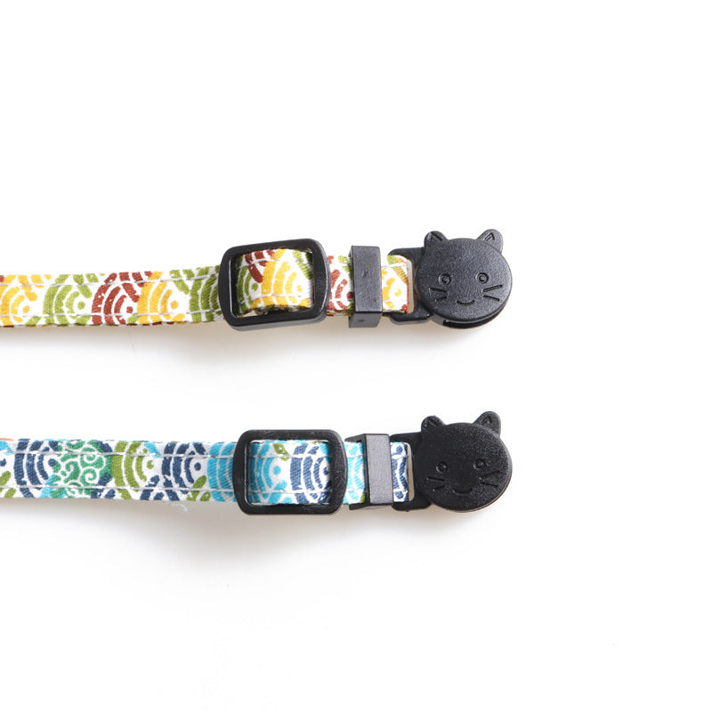 Style japonais Tang Grass modèle collier de chat deux-pièces Bow Binder triangulaire