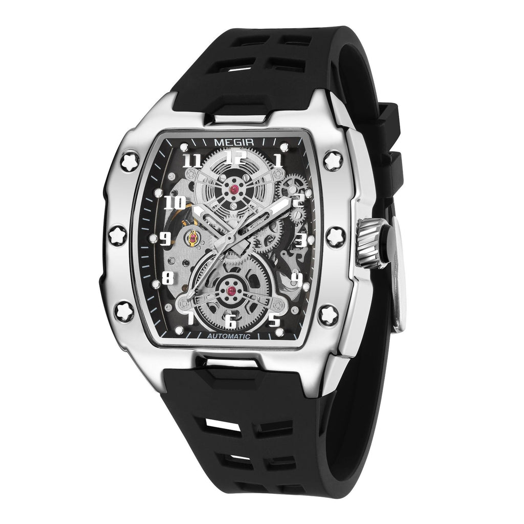 Montre mécanique de sport pour hommes en forme de barrique imperméable