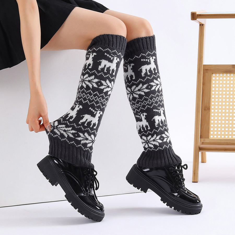 Filles Femmes Automne Hiver Jambe Warmers Reindeer Pattern Longueur genou Leggings Warm Femme Donc