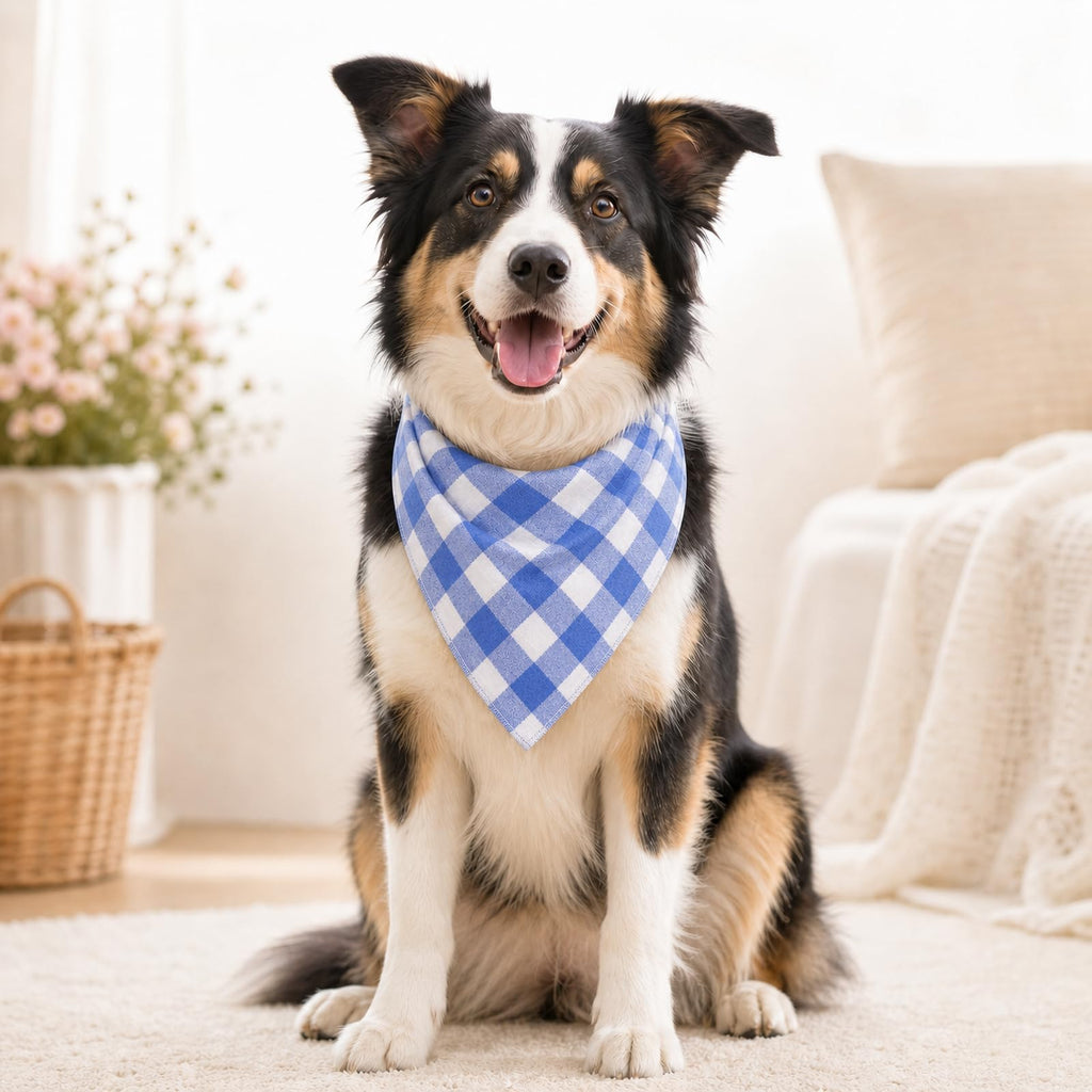 Bleu & Blanc Plaid Dog Bandana 1 Pack