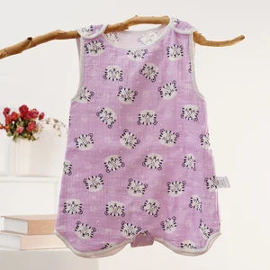 Simple imprimé bébé sans manches coton Gauze sac de couchage