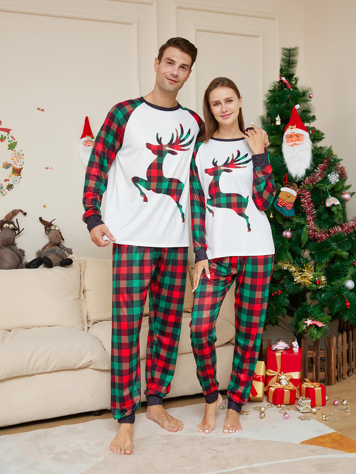 Ensemble de pyjamas imprimés en walk plaid de Noël