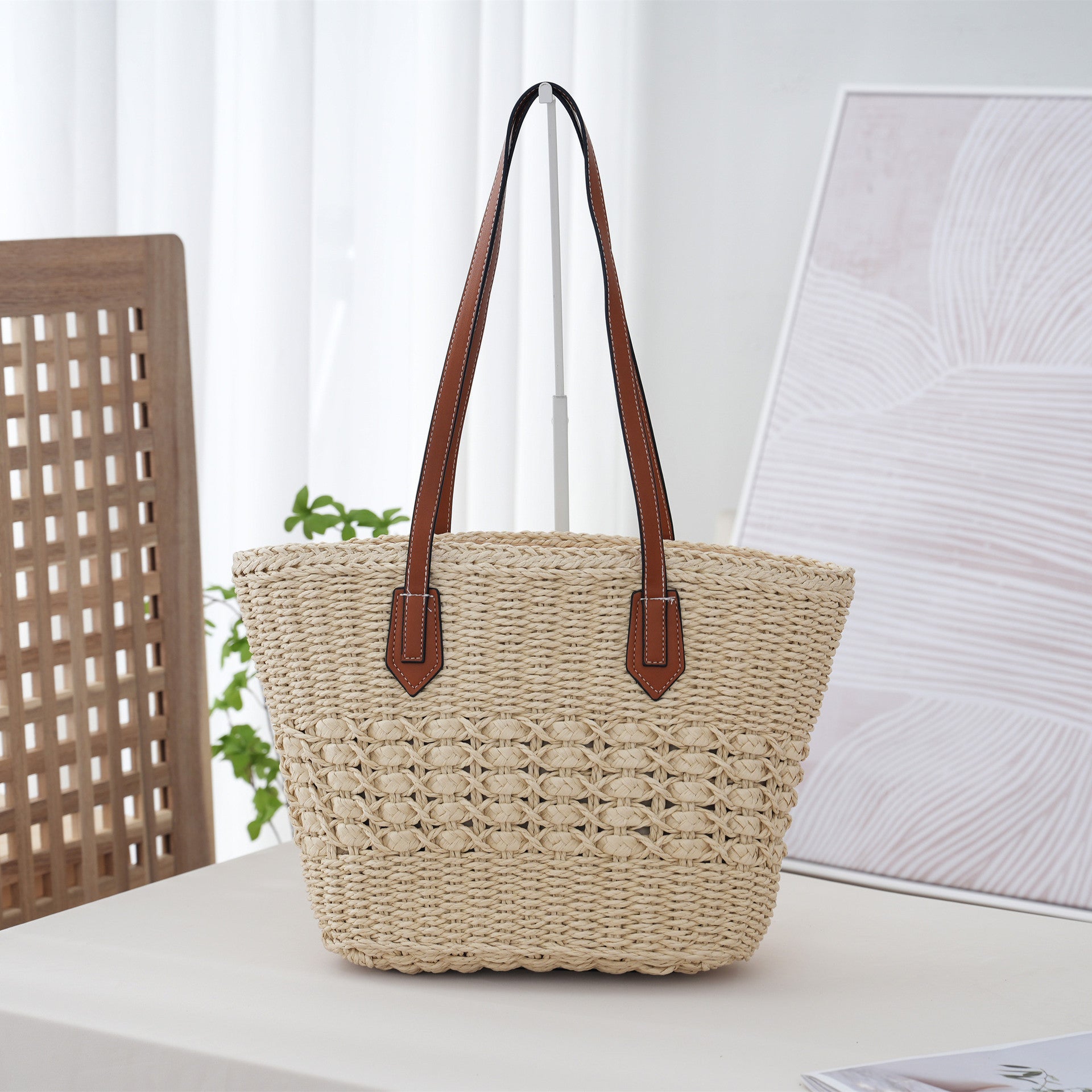 Femmes Summer Beach Vacation Woven Sac à épaule