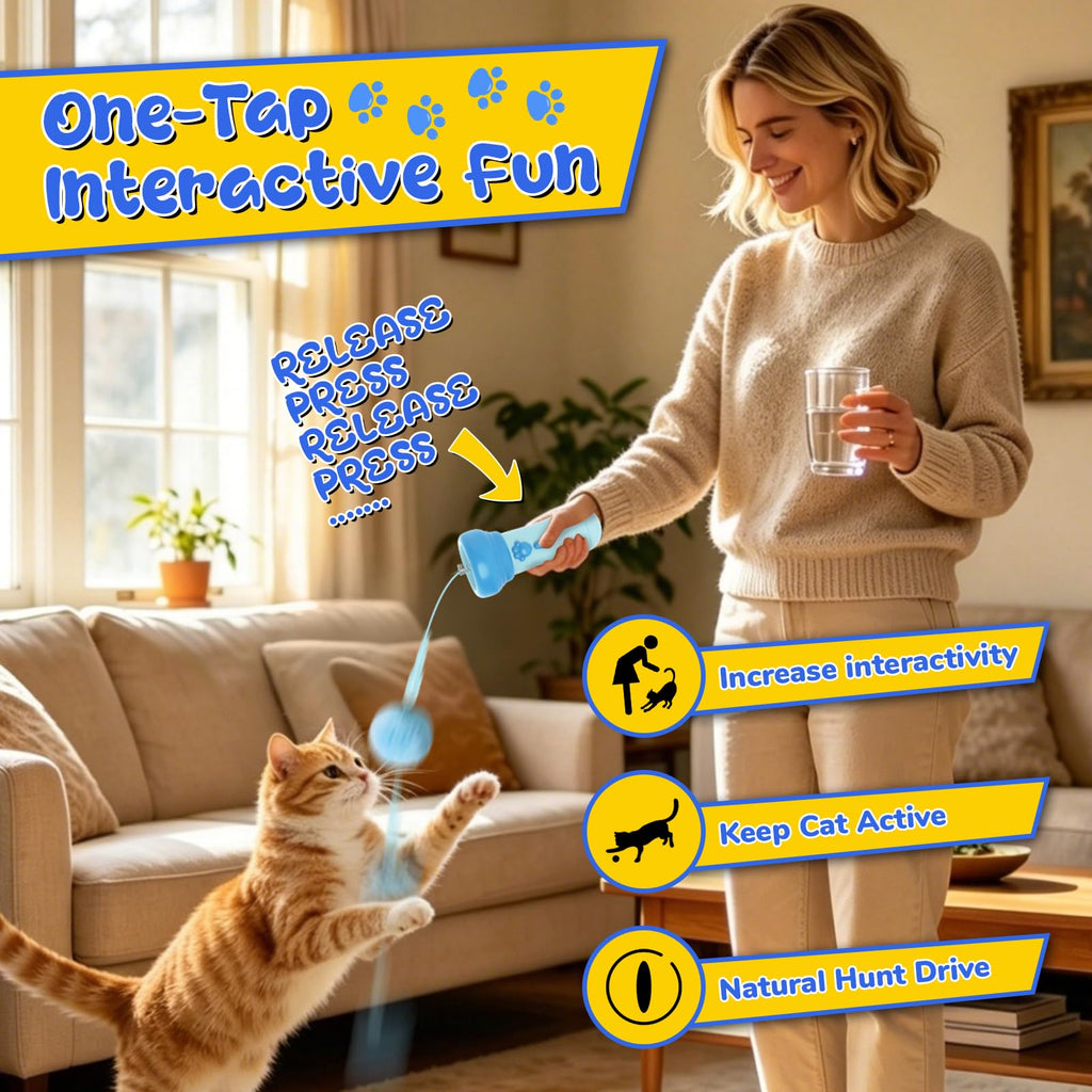Jouet de chat interactif pour l'intérieur avec bal de lancement One-Click Recycling Chasse interactive