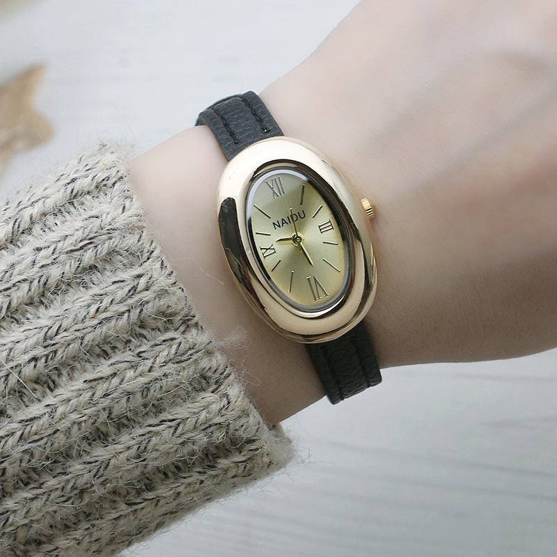 Sous-dial ovale Sangle mince Montre Quartz