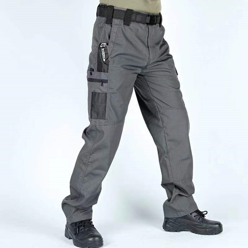 Printemps et automne Pantalons tactiques de plein air Hommes Multifonctionnels travail de poche résistant à l'usure