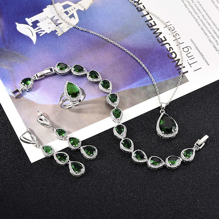 Water Drop Long Necklace Earring Bracelet Ornament