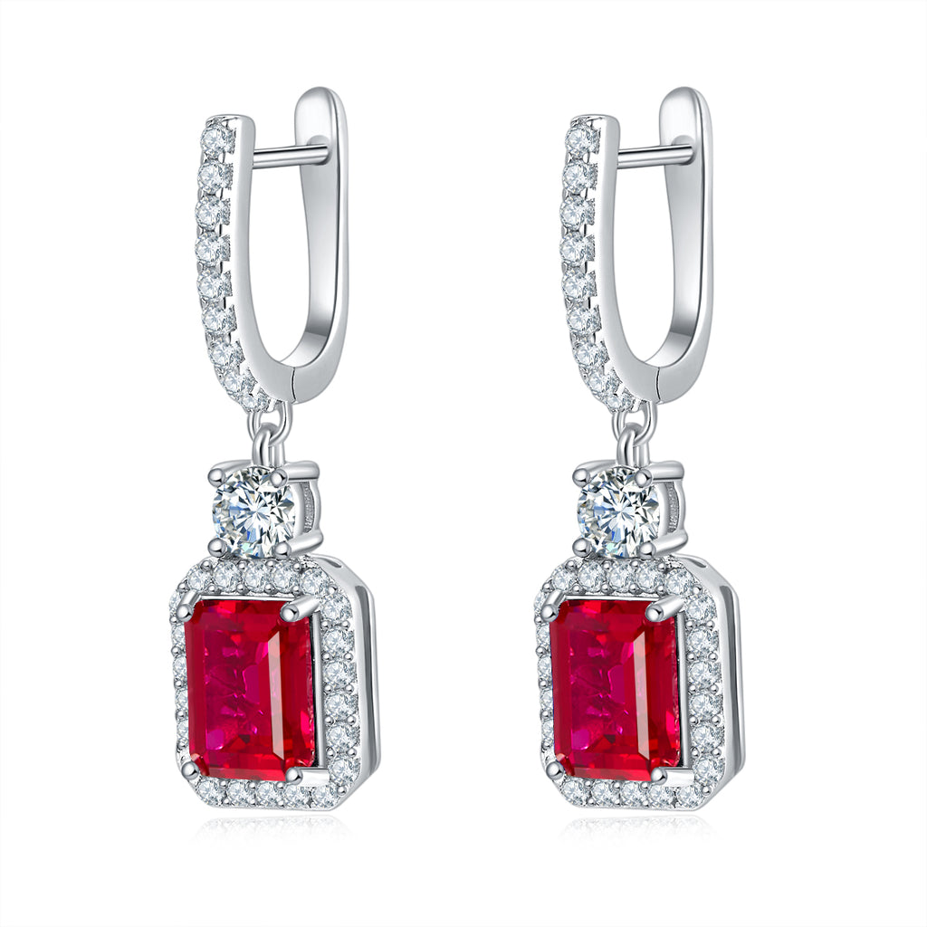 S925 Boucles d'oreilles de lab-grown en argent sterling coupées en gouttes