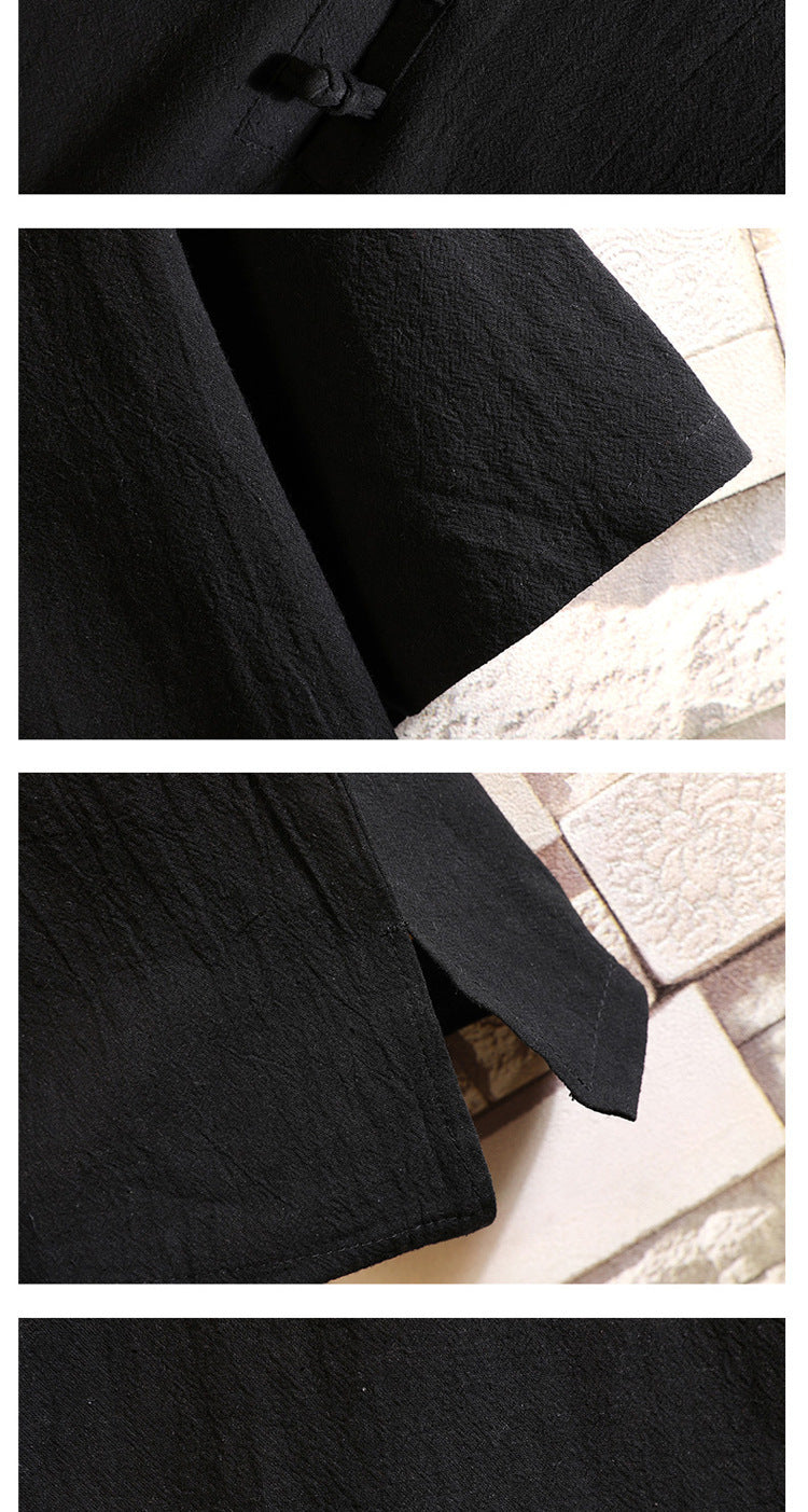Short en lin pour homme Costume à manches courtes Style chinois