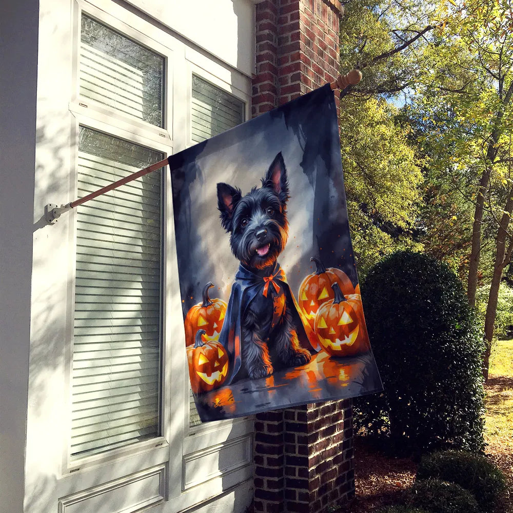 Scottish Terrier Puppy Maison d'Halloween Drapeau Grand Porc Manches Pole décoratif extérieur Yar
