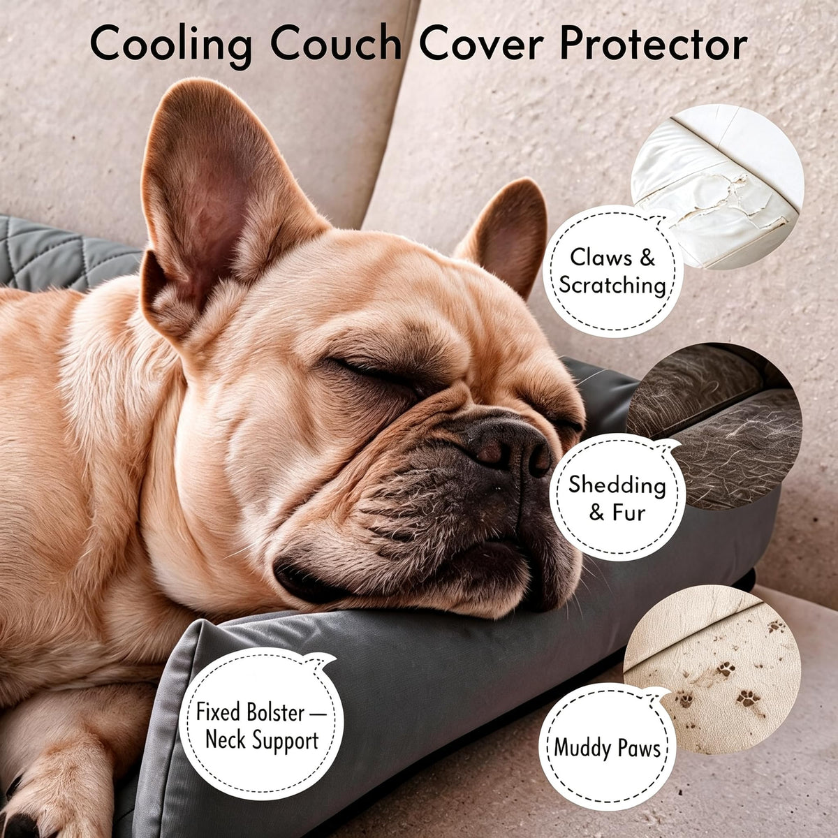 Lit pour chien de refroidissement avec support de tête