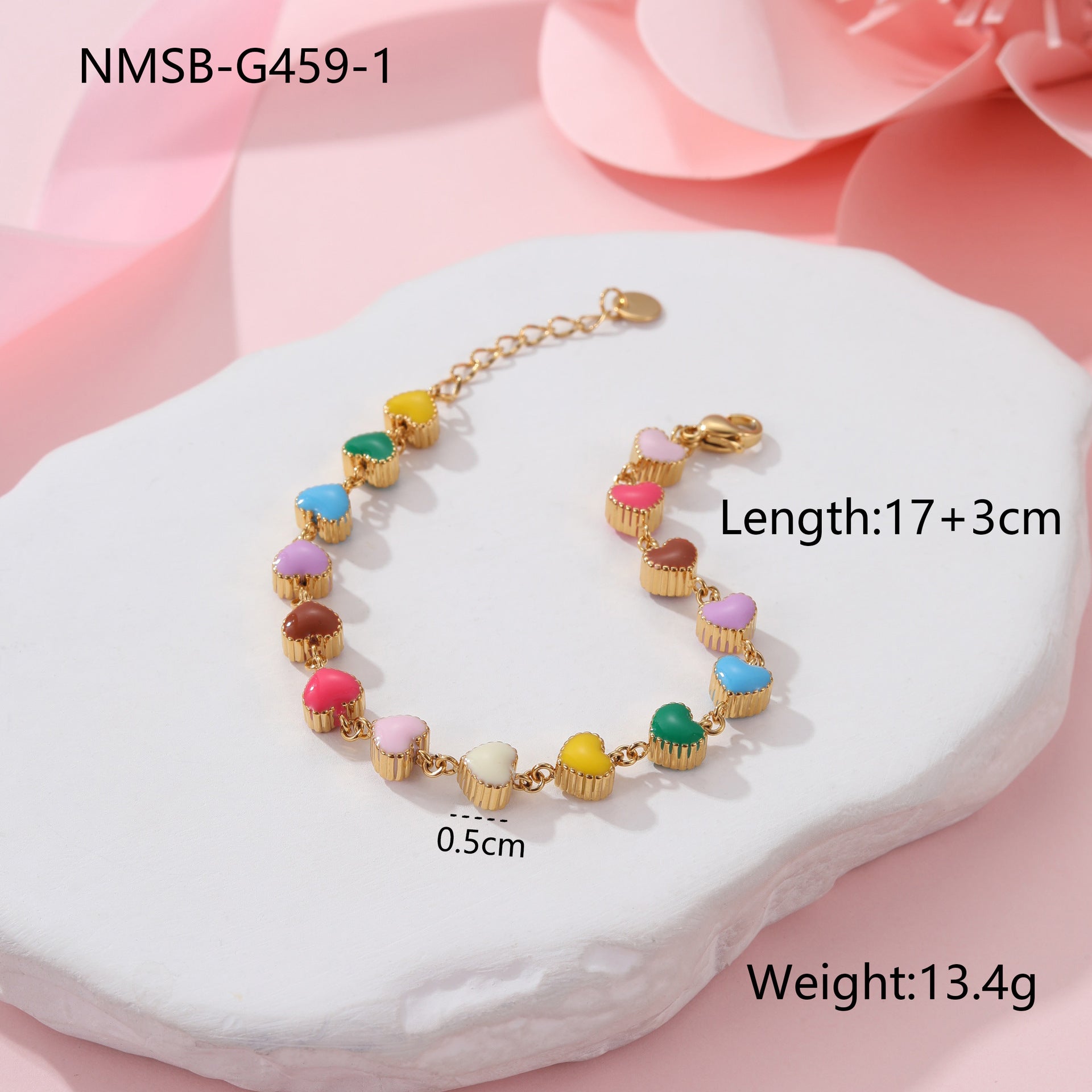 Collier d'huile coloré Love Bracelet en acier titane en forme de cœur