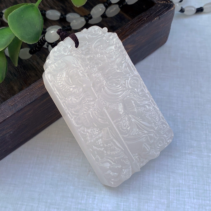 Afghan White Jade Broadsword Guan Gong Pendentif homme Jade Taobao Trembles Live vendra G