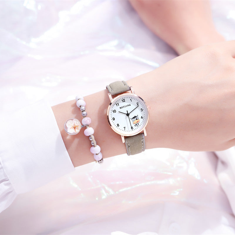 Imperméable Coréen mignons petites amies Pointer Cartoon Montre électronique Quartz
