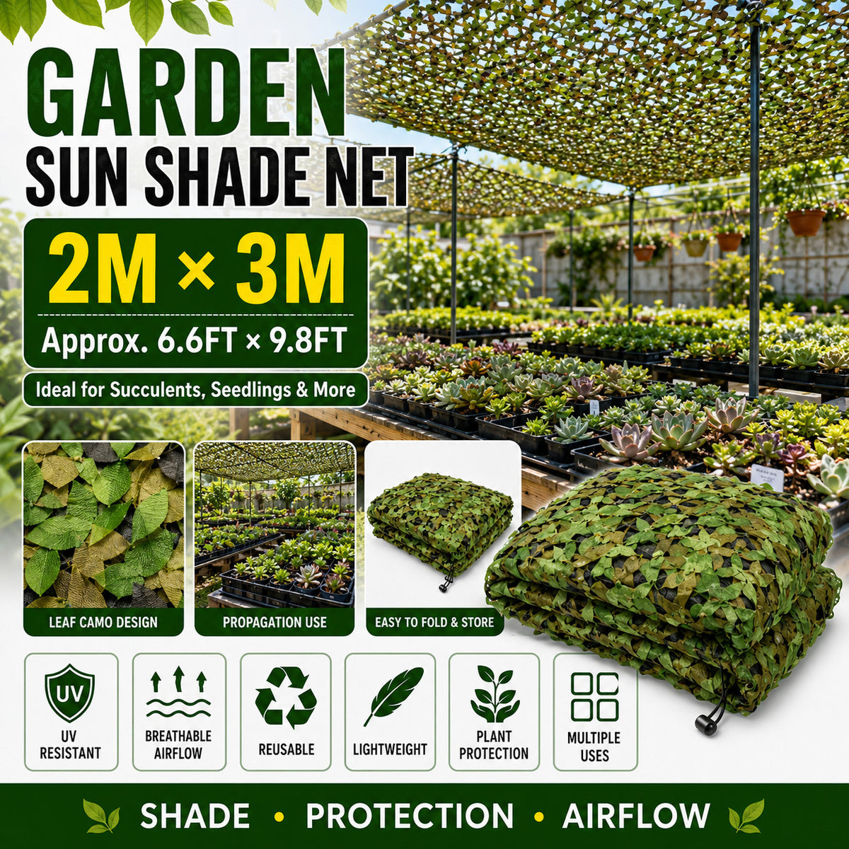 2x3M Camouflage Netting Military Camo Net Camping Blind Sunshade Couverture de voiture UV