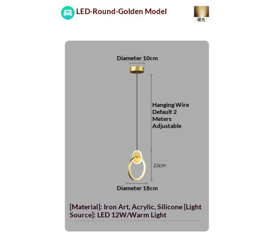 Chambre à coucher Pendentif Lampe Artistique Long Corde Suspension Lumière