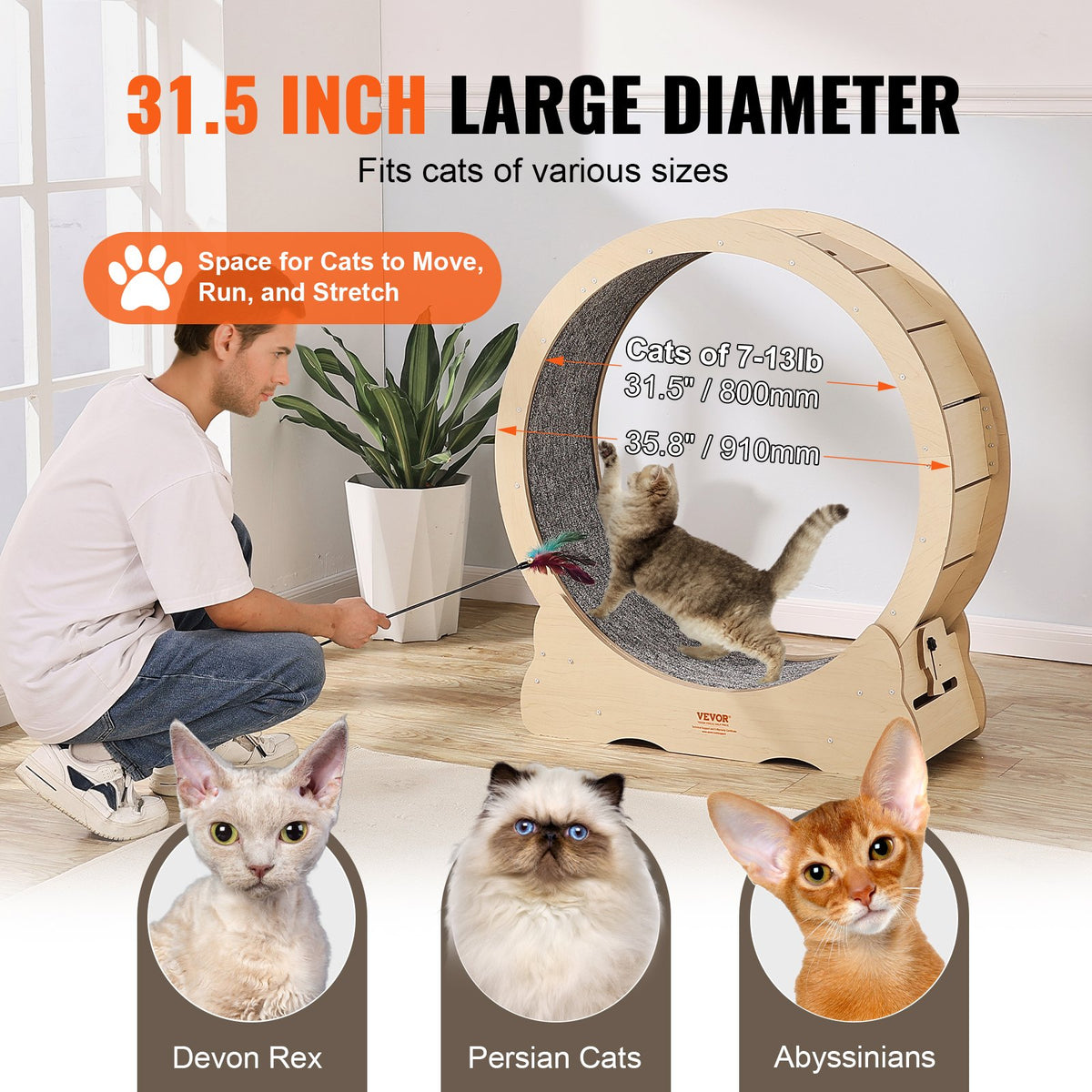Cat Exercise Wheel Large Treadmill Cat Wheel for Indoor Cats 35.8 inches