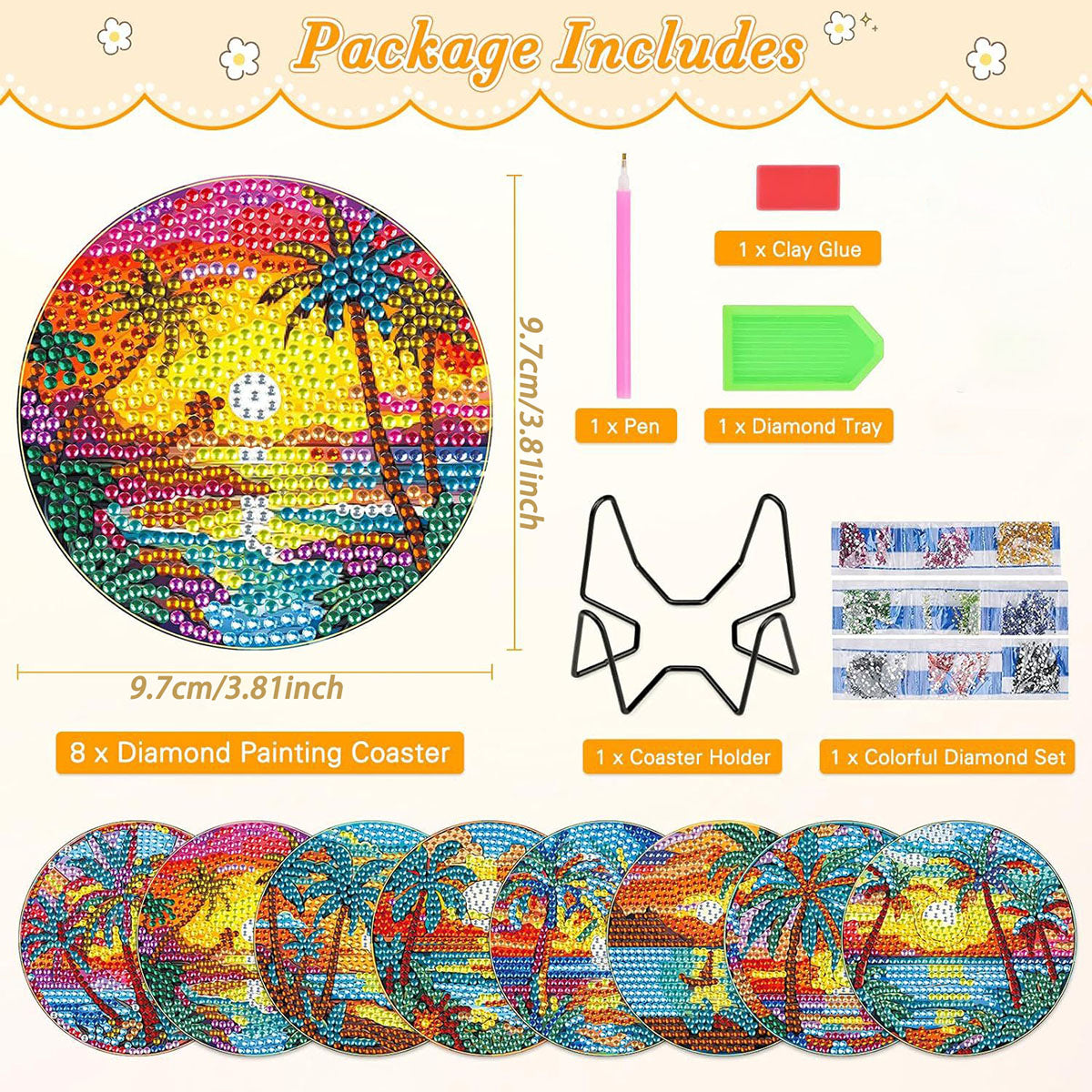 Diamant Art Dessin Coaster avec support