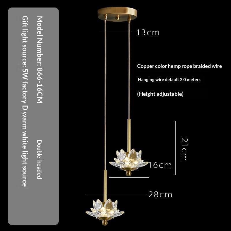 Lampe de pendentif en cuivre à tête unique créative pour Balcon Hallway et chambre