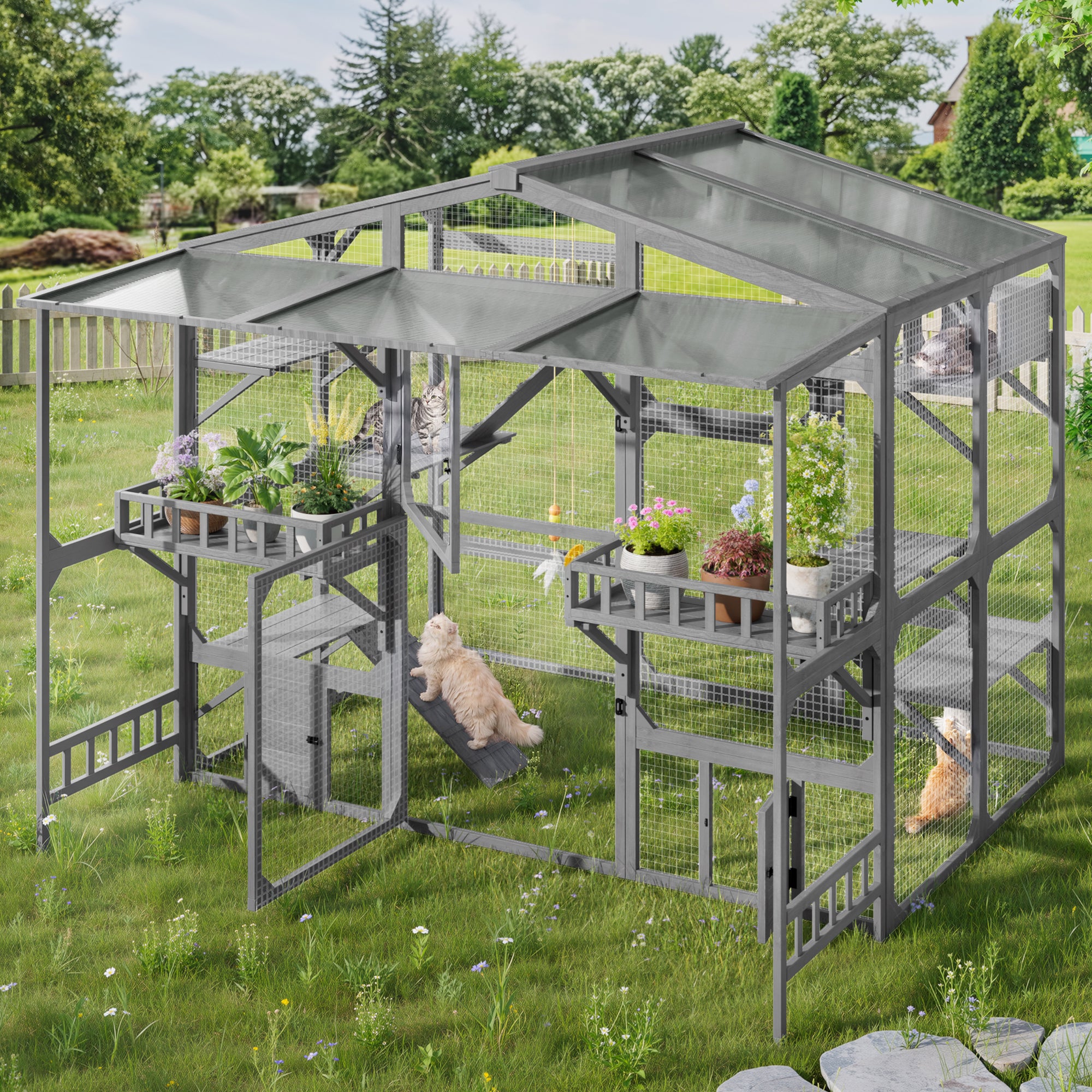 Grand Catio extérieur pour 6-10 Chats