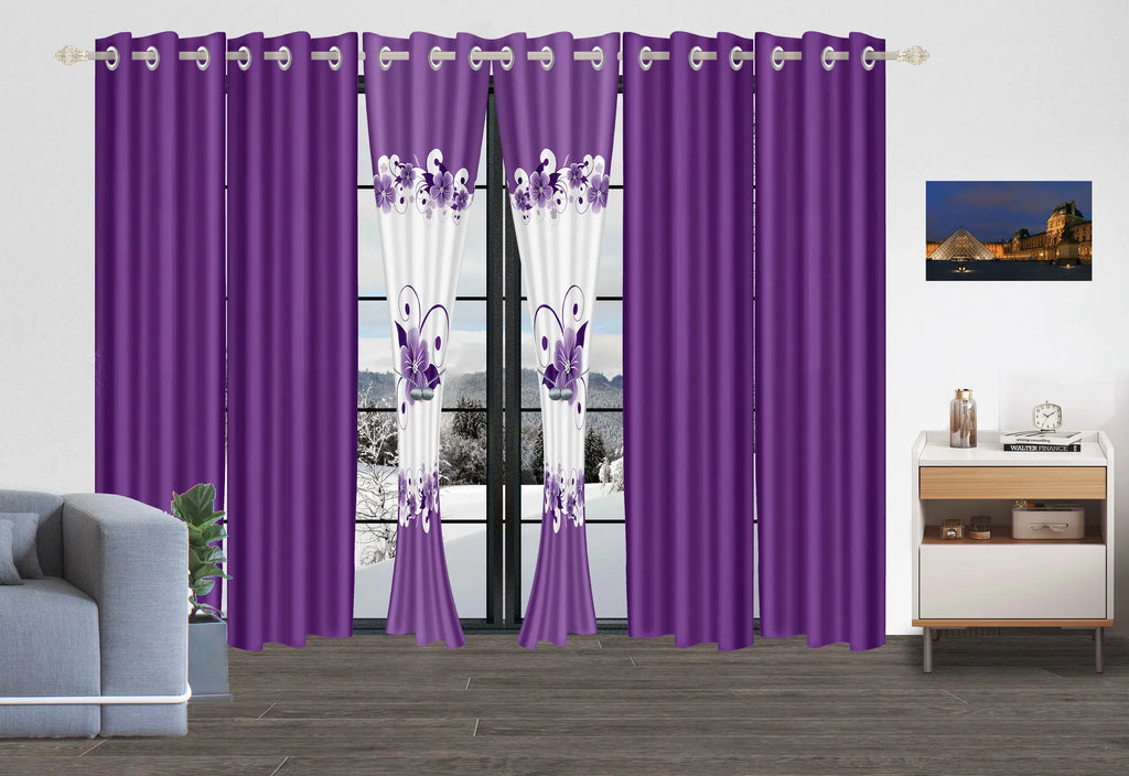Ensemble de lit et de rideau floral pour 9 pieces (Queen/King/Cal King) - Lit en microfibre matelassé