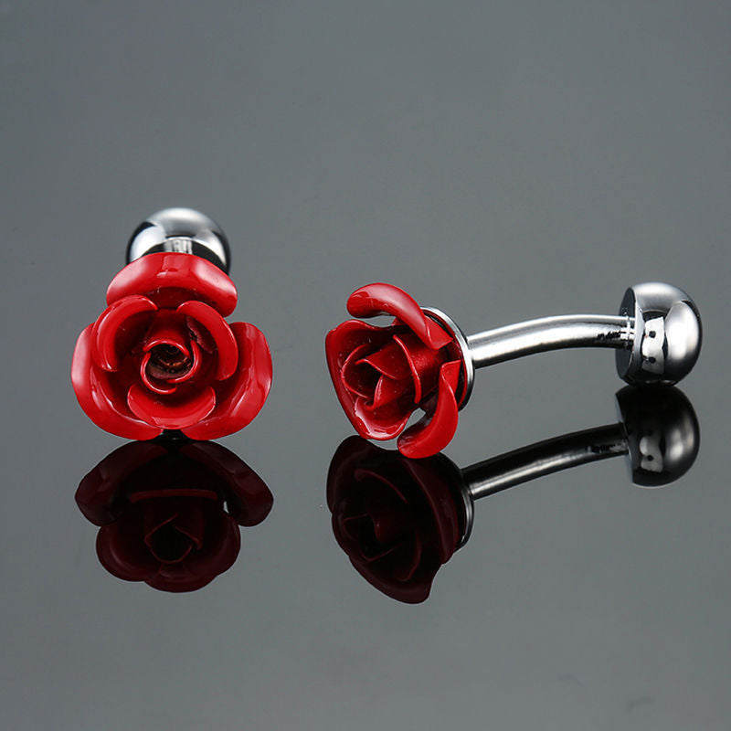 Rose d'herbe Or et Argent Motif Boutons de manchette