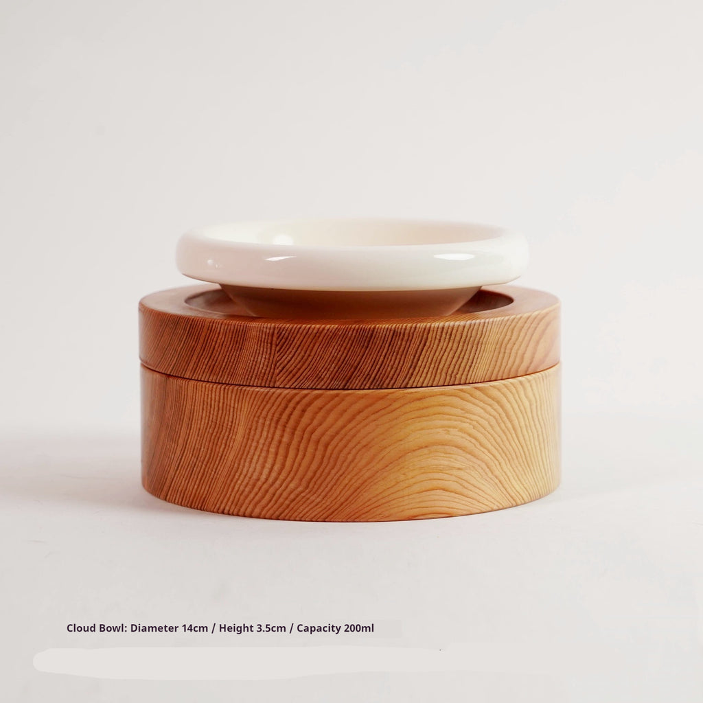Portable Home Solid Wood Double Pet Bowl