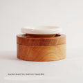 Portable Home Solid Wood Double Pet Bowl