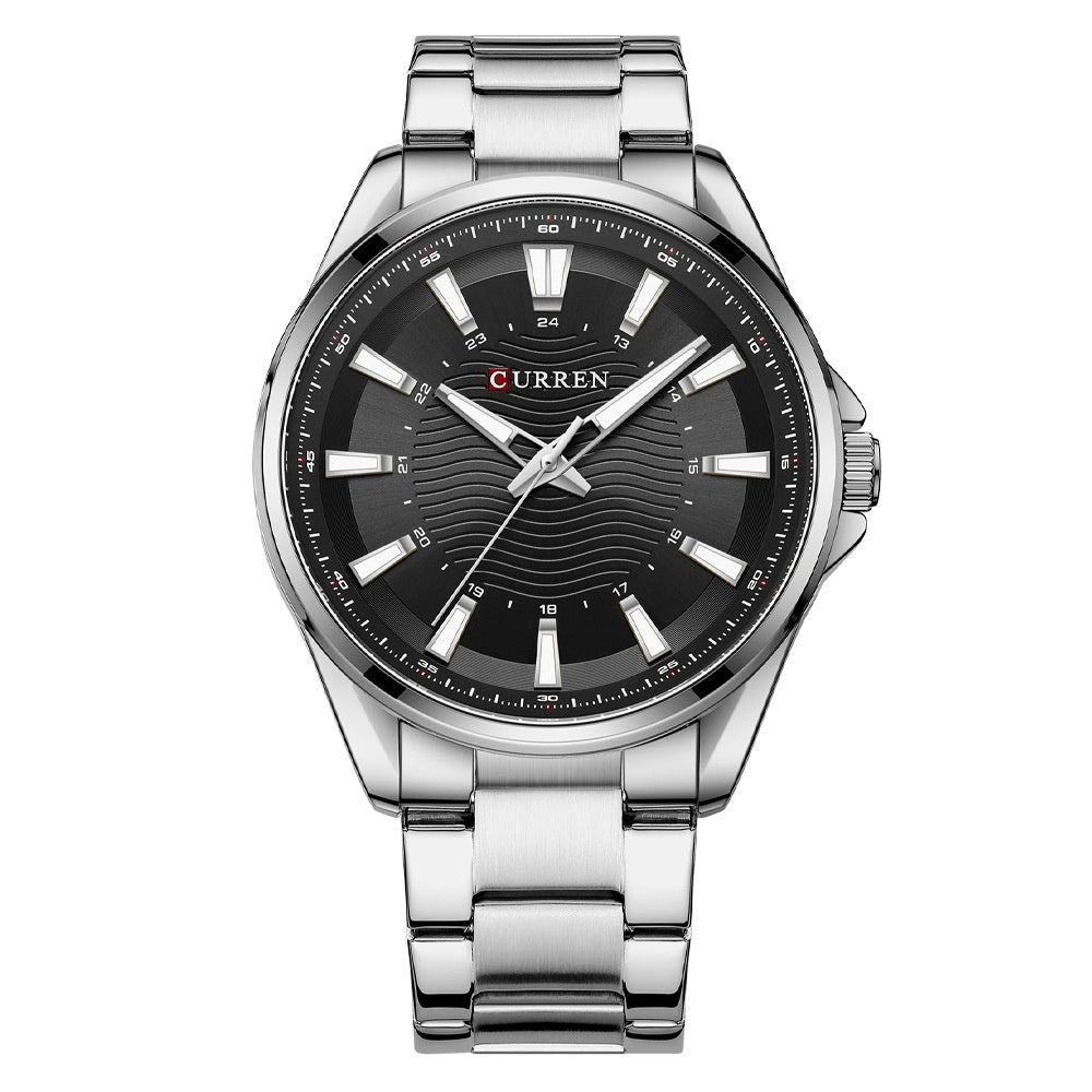 Men's Round Waterproof Simple Steel-Strap Watch