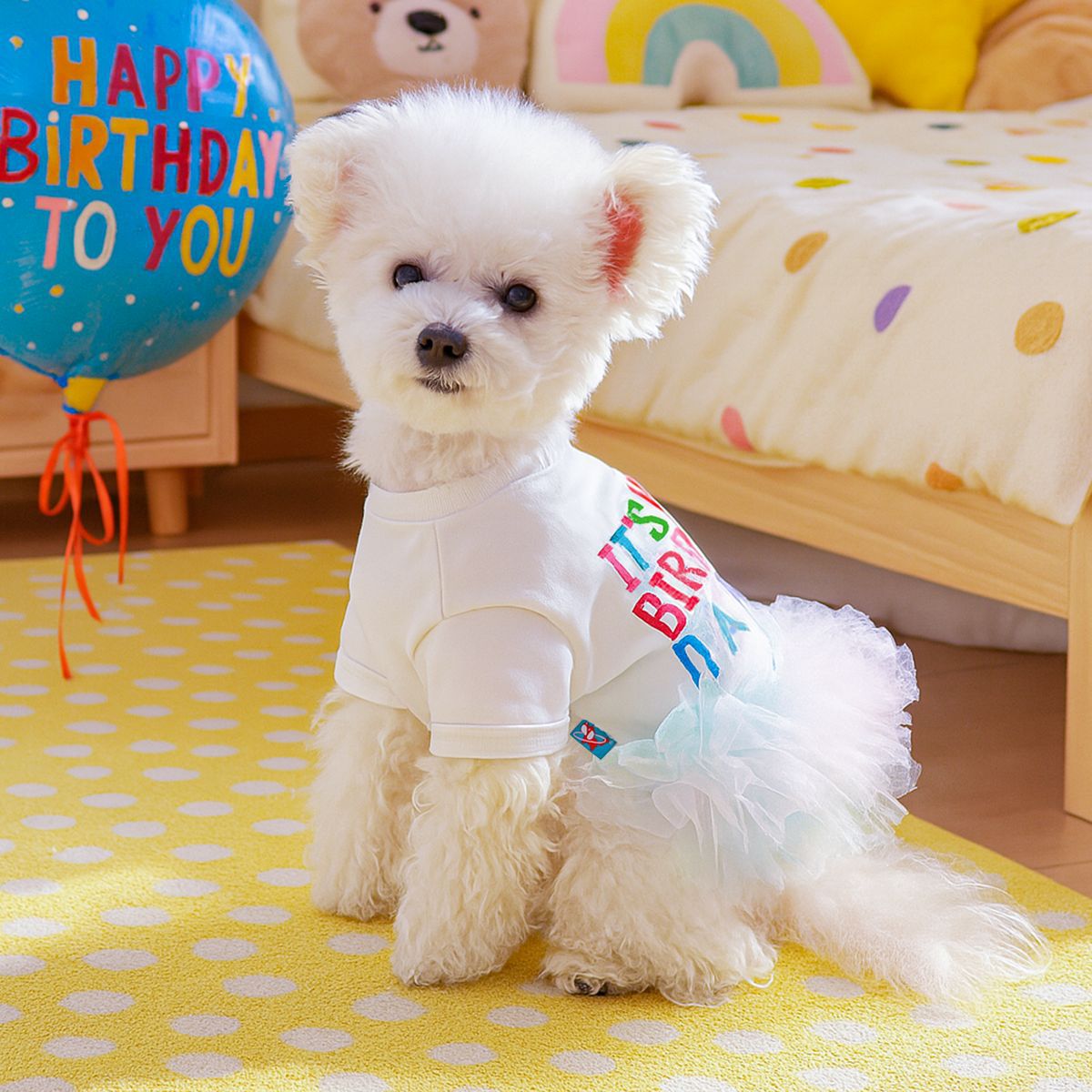 Vêtements de vacances pour animaux de compagnie pour chats et petits chiens Joyeux anniversaire et Chemise de Pâques Ballet Tutu