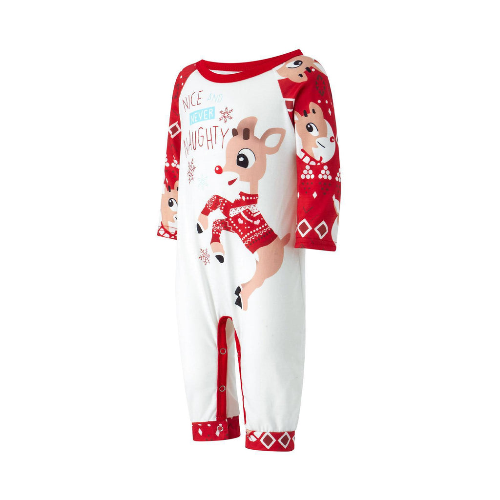 Imprimé Pyjama Noël Parent-enfant Porter Col rond Col Longue Manches
