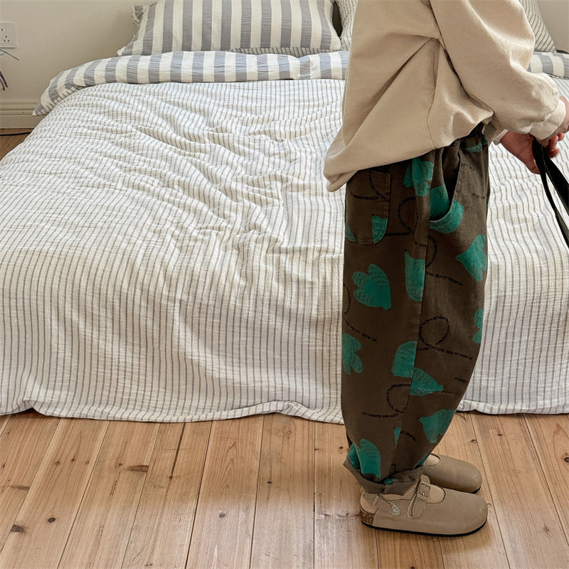 Pantalons en coton lavé pour enfants