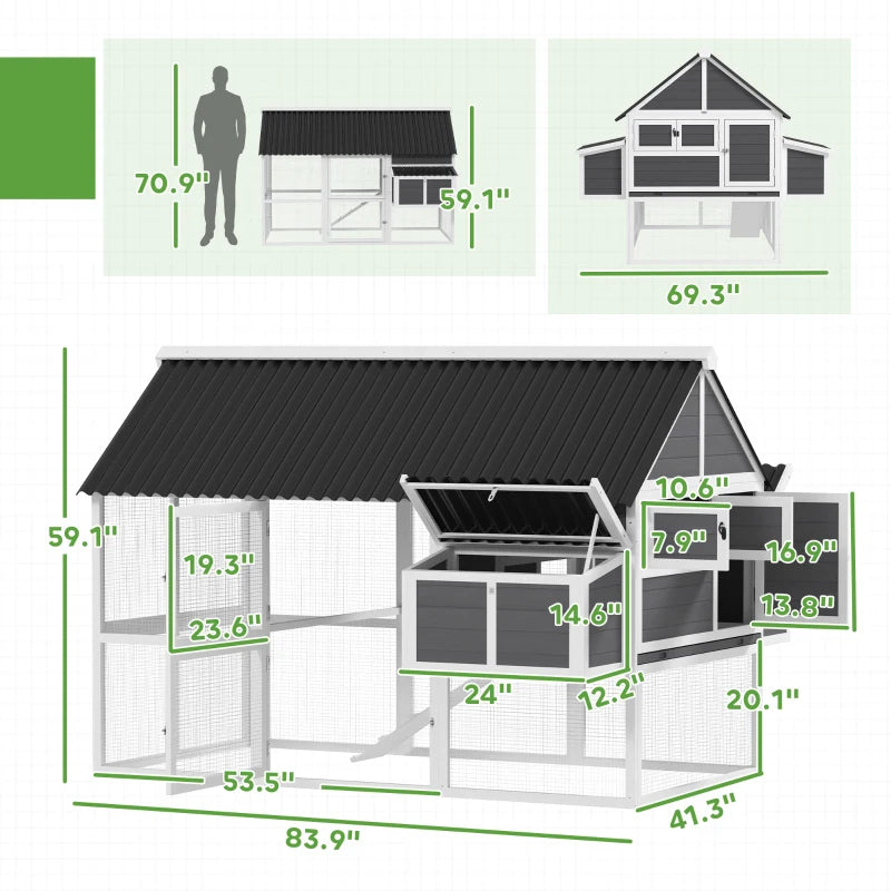 Coop de poulet en bois avec cour