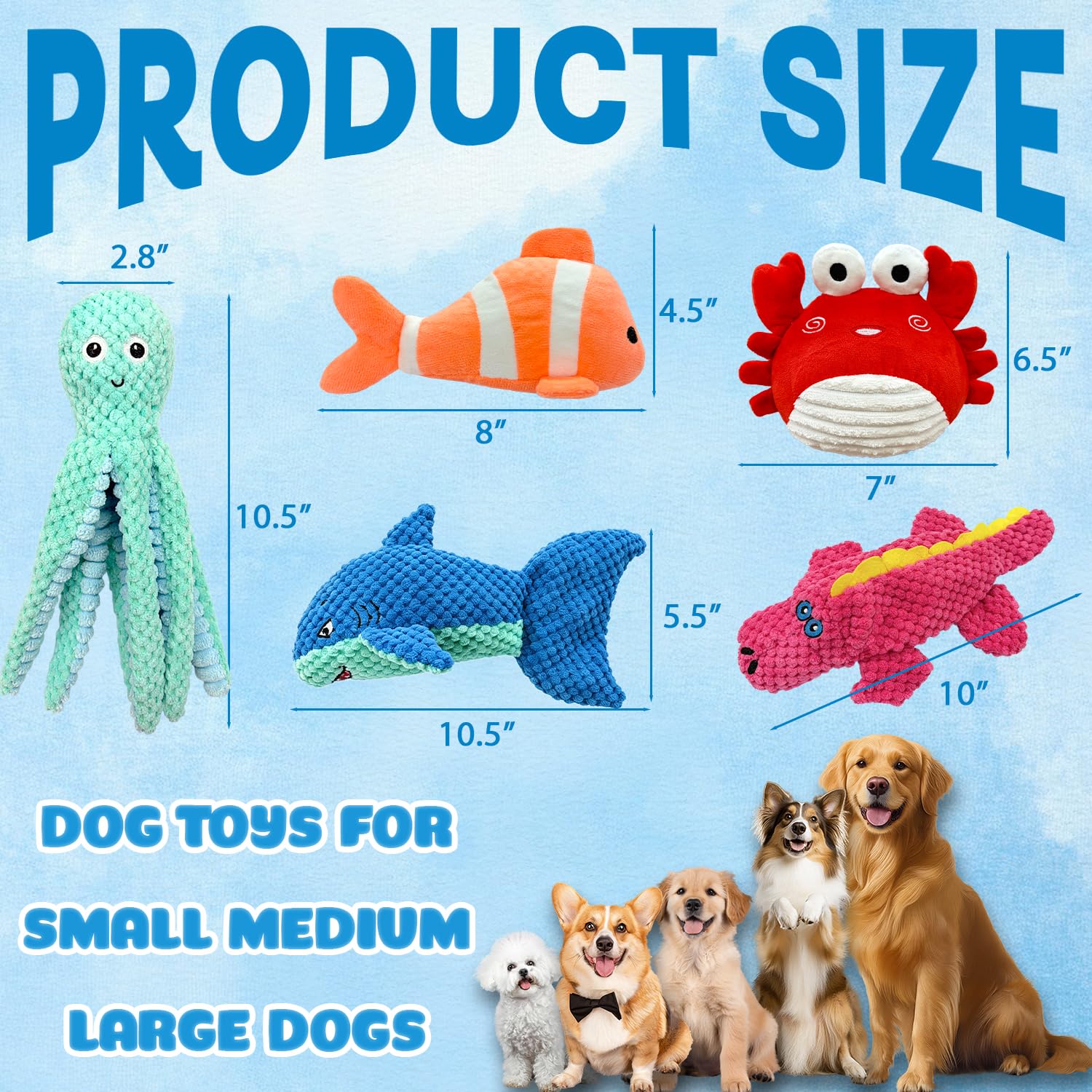 Jouets pour chiens Squeaky Crinkle pour les brochettes agressives