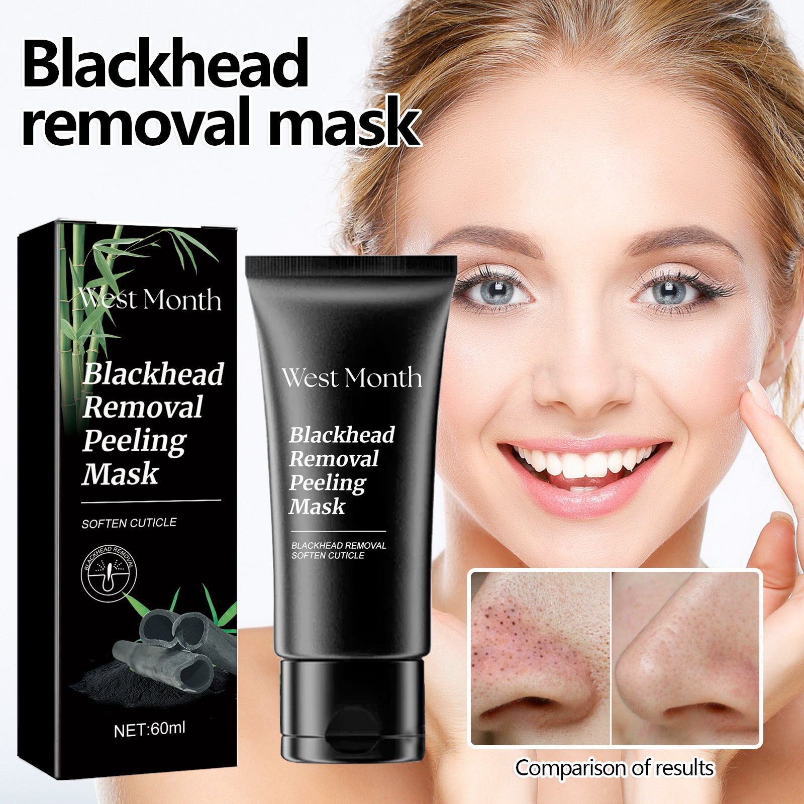 Enlèvement de la tête noire de l'ouest et du mois Masque épluchant Masque visage nettoyant profond pour la tête noire Acne Po