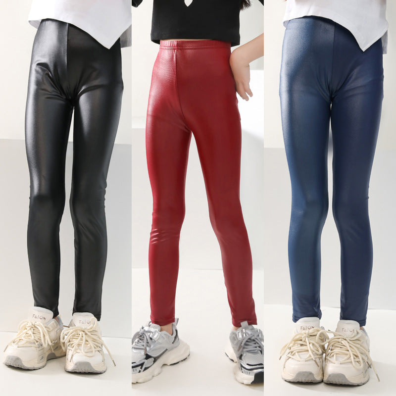 Pantalons en cuir mince pour enfants minces