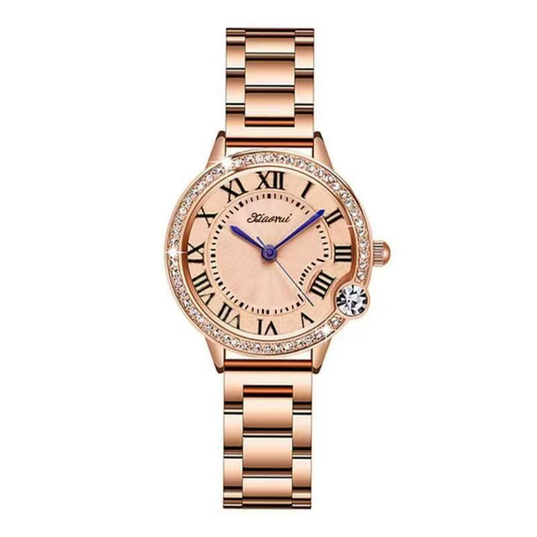 Élégant Quartz Full-Diamond en acier inoxydable Imperméable Femmes Montre