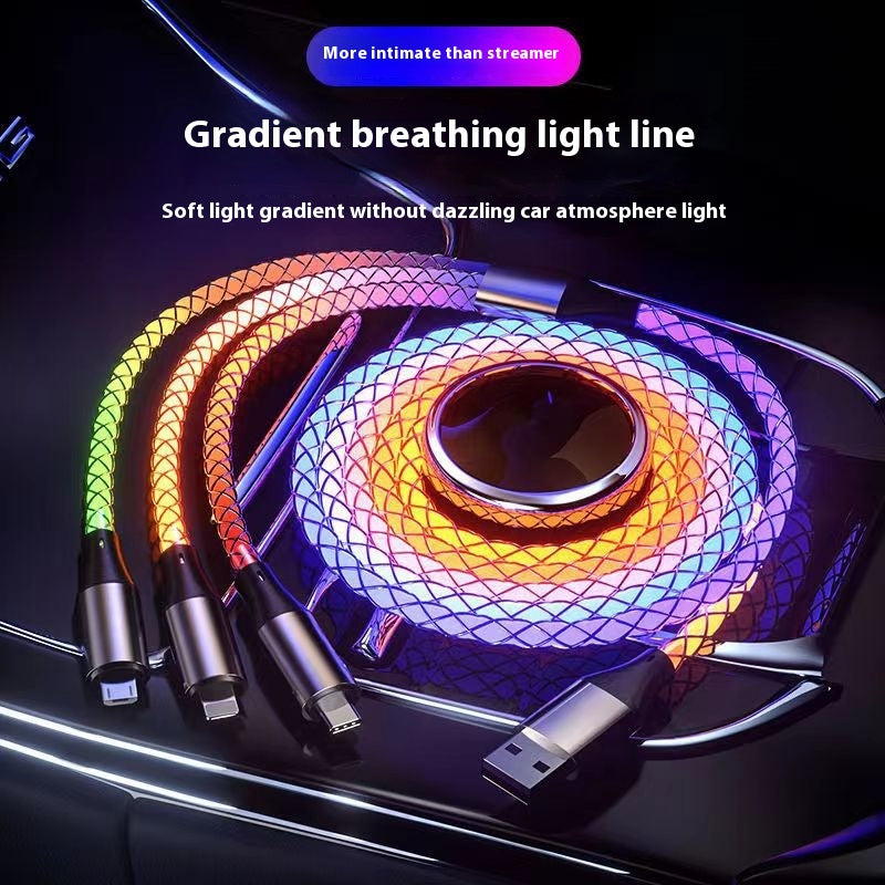 RGB Colorful One-to-Three Streamer 66W Data Cable