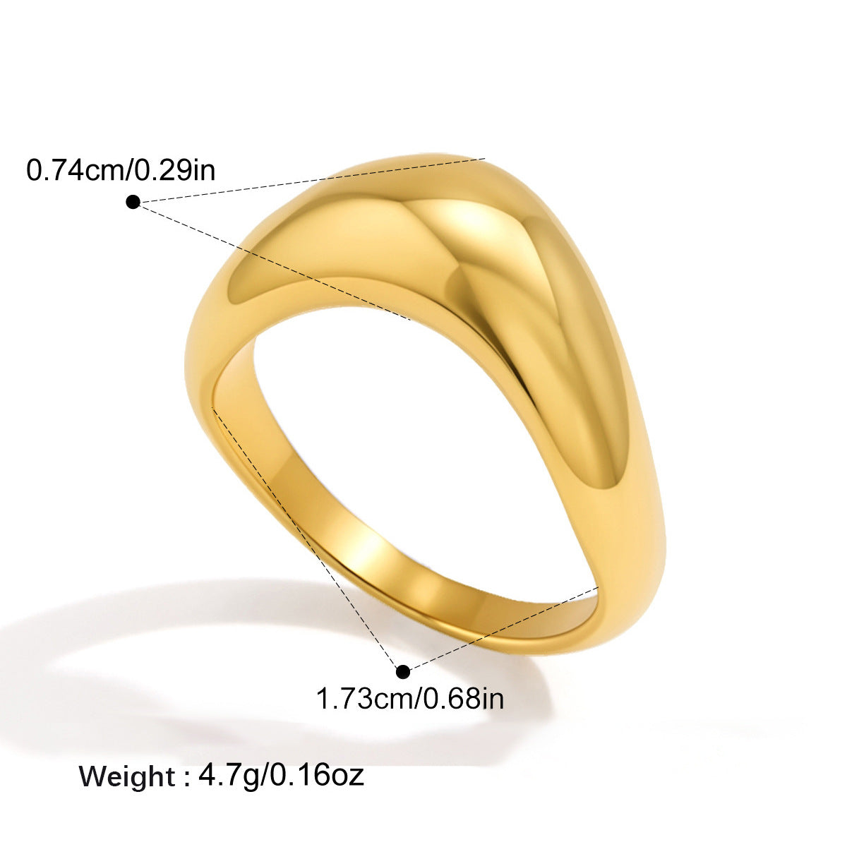 Bague en acier inoxydable en or 18 carats