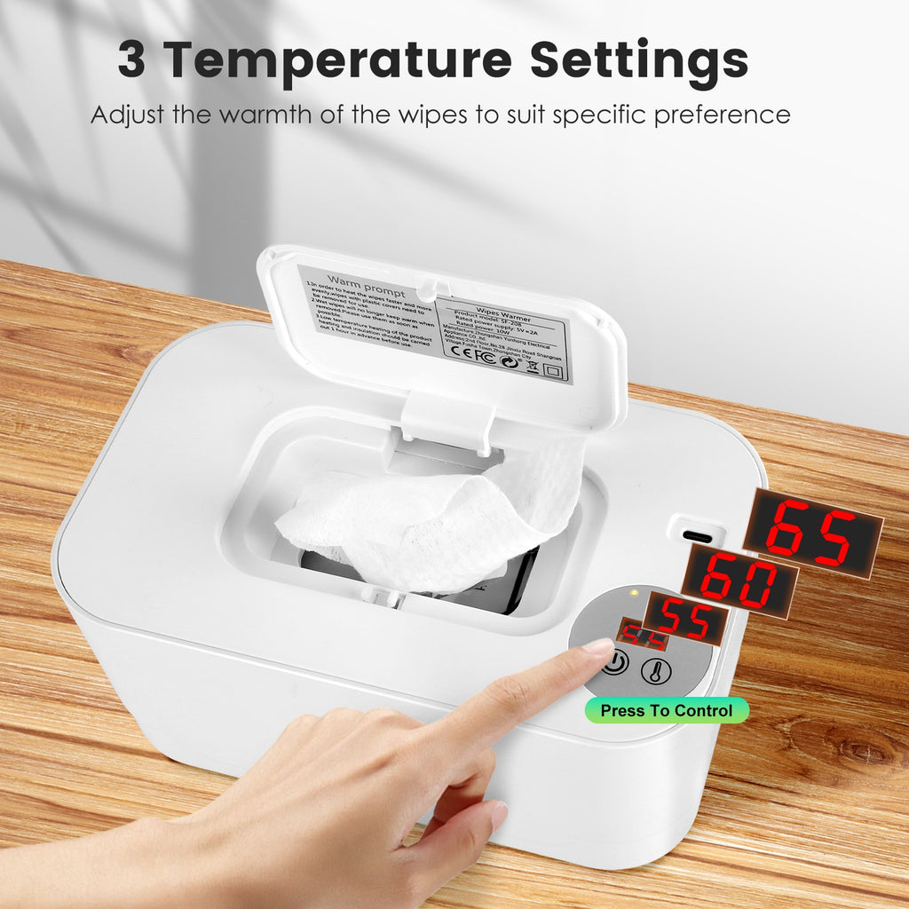 1Pc Baby Wipe Warmer avec 3 paramètres de température Type C Powered Baby Wipes Dispenser W
