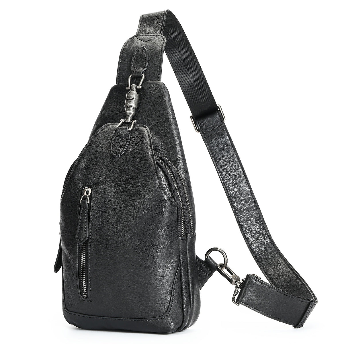 Ma Pi Mens Coffret sac en cuir véritable Vintage Lock-Clasp Avant Pack élégant Commuter devrait
