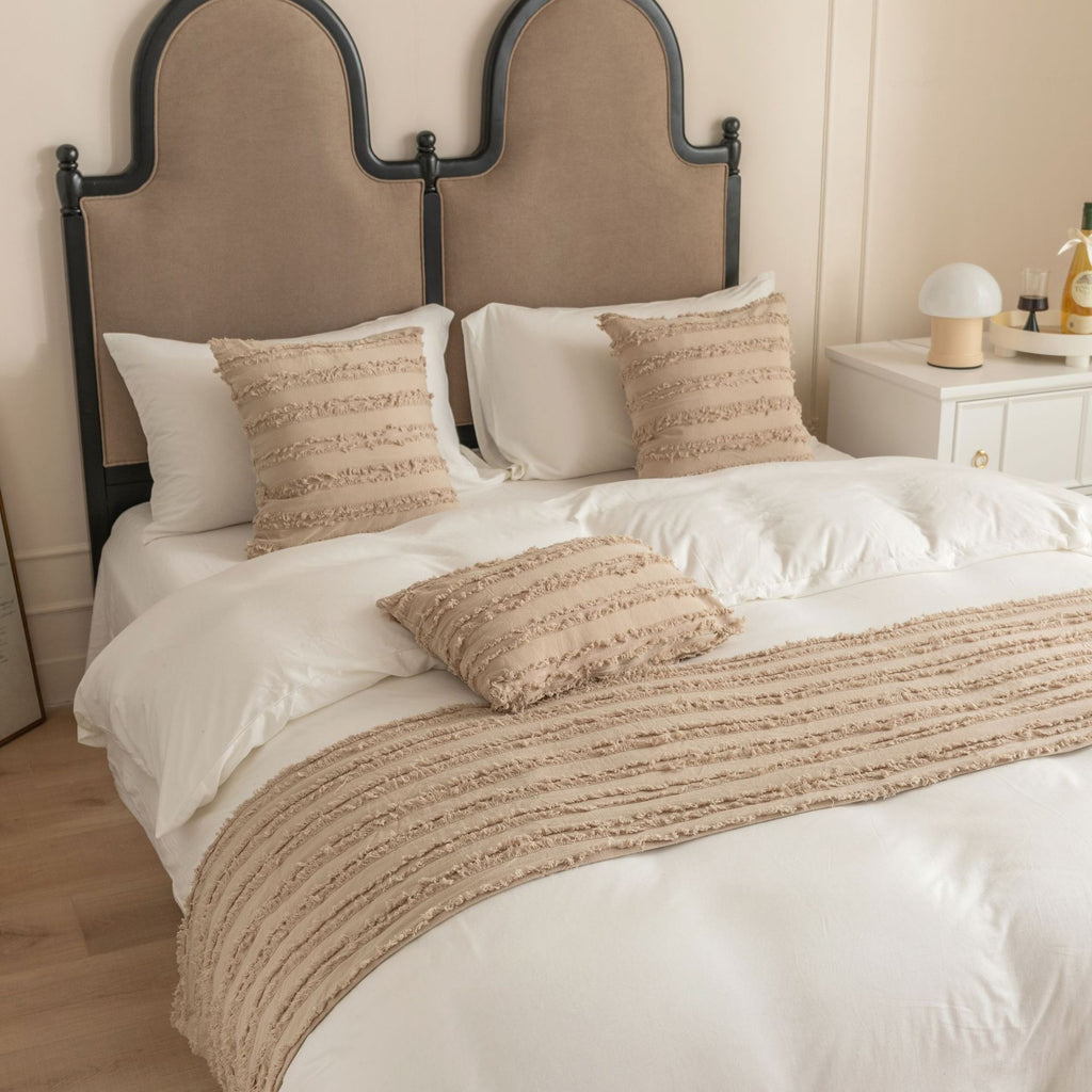 Drapeau de lit en coton de couleur solide Jacquard