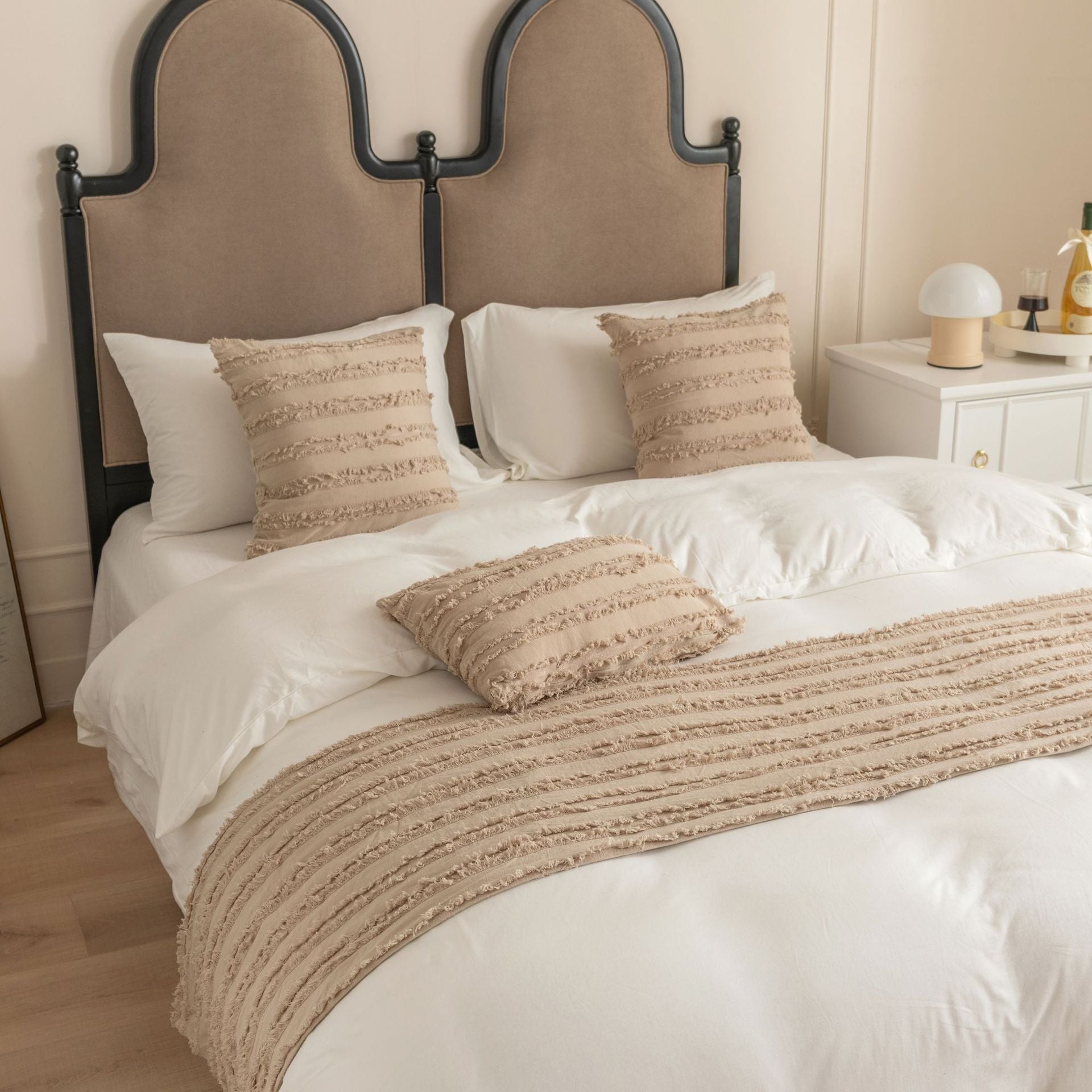 Drapeau de lit en coton de couleur solide Jacquard