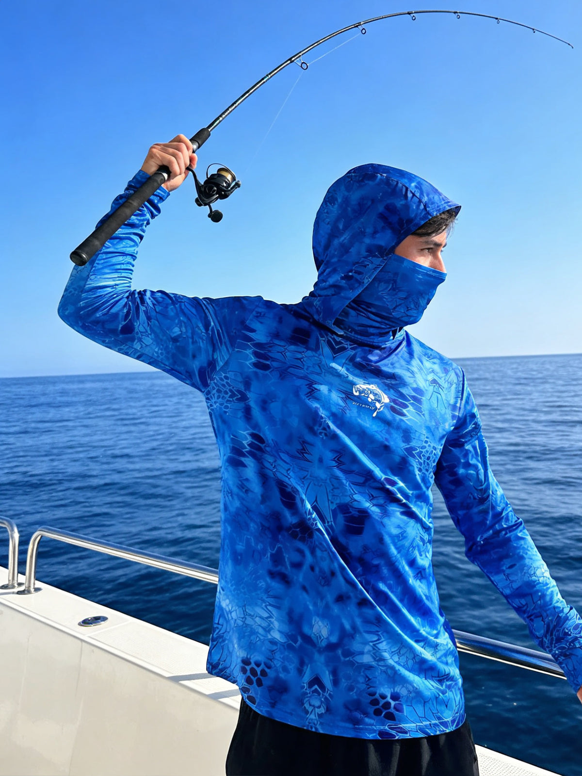 Pêche Hoodie UPF 50 anti UV voile chemise Surf couverture visage cou été hommes manches longues