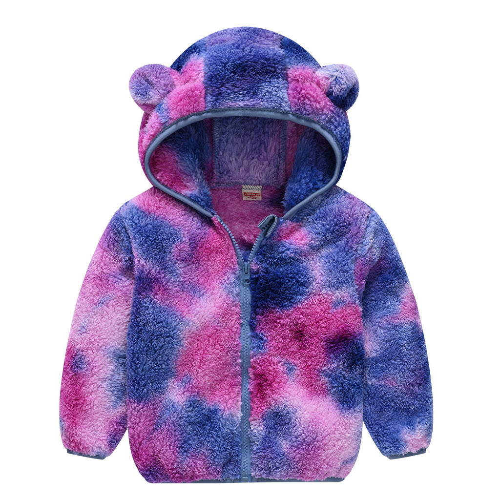 Manteau à capuche en couleur solide pour ours nouveau-né