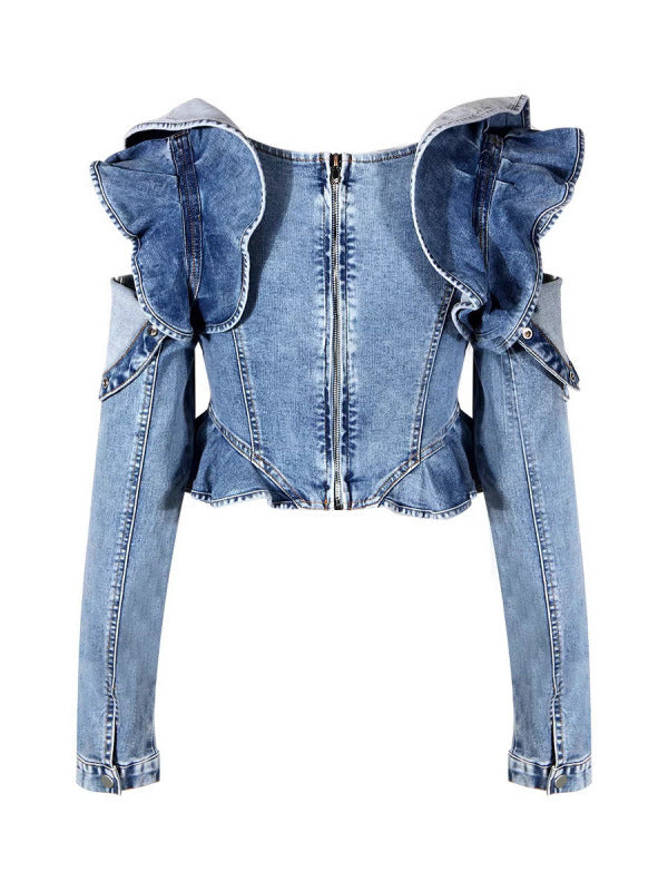 Haut du denim de la récolte de corset à omoplate