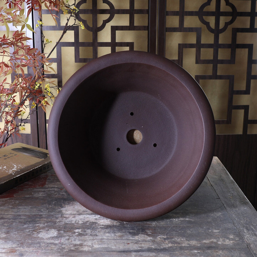Double boucle de fil large bouche pot de fleurs en argile violet