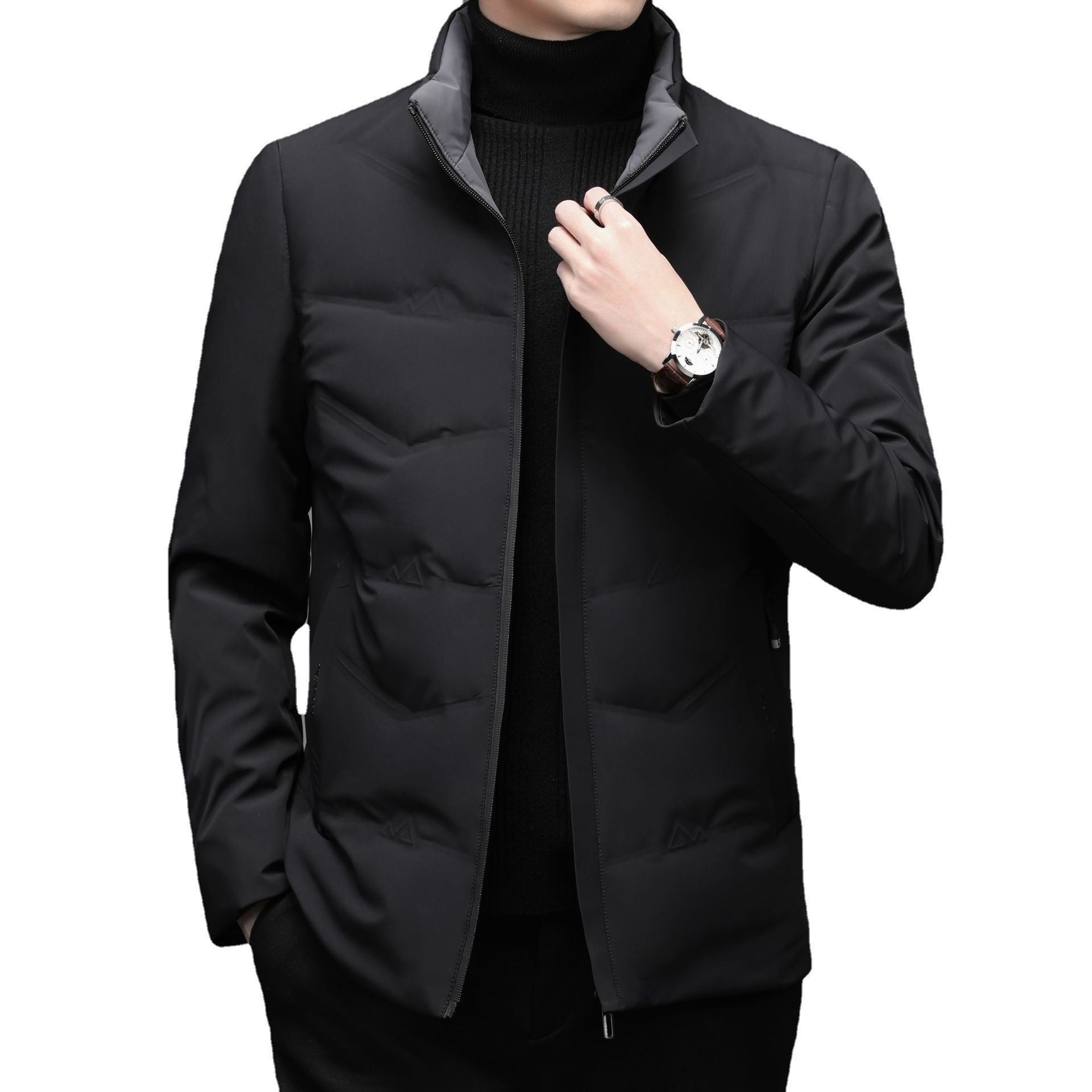 Hommes Casual Couleur Stand-collar Blanc Duck Down veste chaude vers le bas