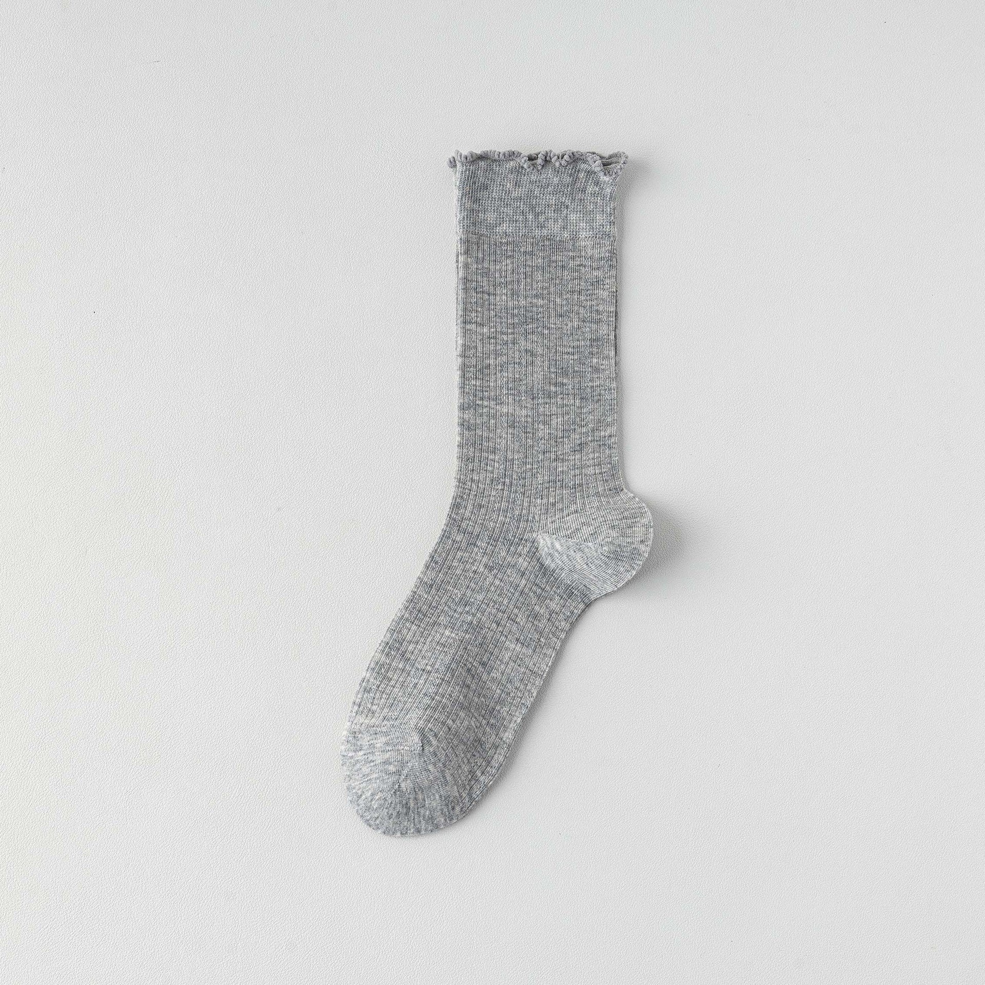 Femmes Chaussettes Solide Couleur Mid-calf Longueur Été Style mince Coton pur