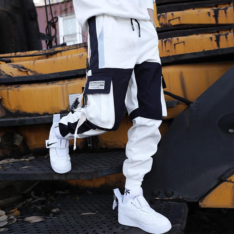 Pantalons drawstring Pantalons Hip Hop Loose Pitching Contraste Couleur Pantalons occasionnels Pantalons garçons